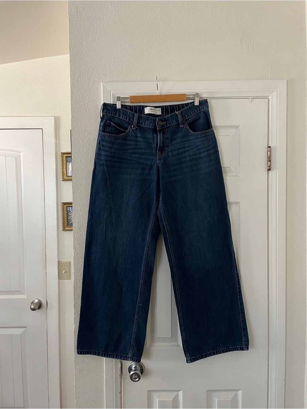 Hollister Low Rise Baggy Dark Blue Wide-Leg Jeans Size L - Picture 2 of 6